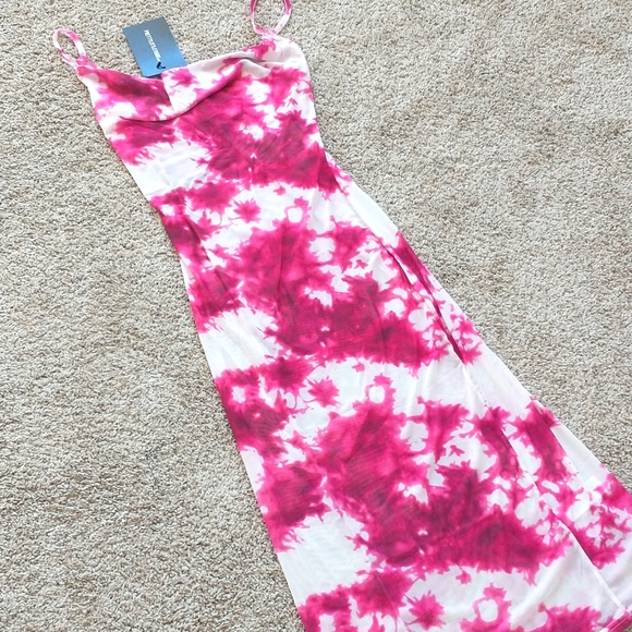 PrettyLittleThing Dresses & Skirts - NWT Pretty Little Thing mesh midi dress,pink and white